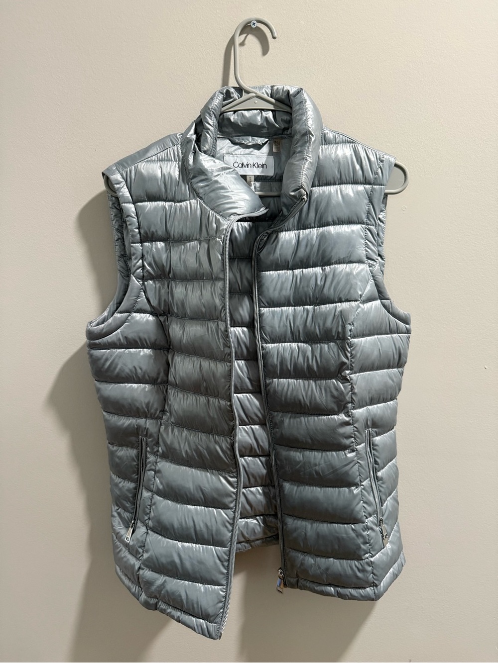 Calvin Klein Metallic Silver Packable Puffer Vest